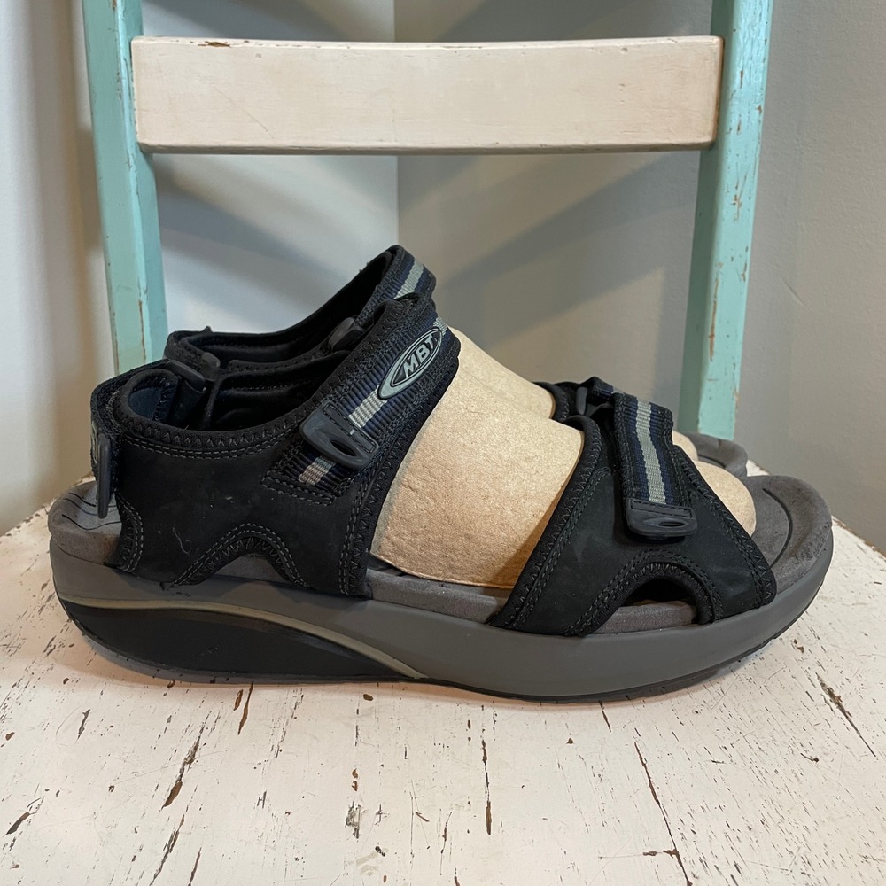MBT Mens Jawabu Rocker Bottom Walking Sandals Black Grey 400288-03 Size 11-11.5